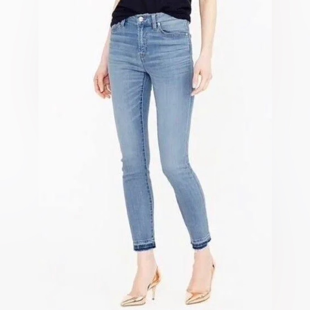 J Crew Lookout High Rise Crop Jeans with Dyed Raw Hem Size 27